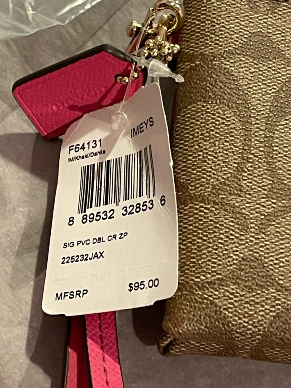 NWT Coach “Dahlia Pink”Double Zip Wristlet - Picture 4 of 9